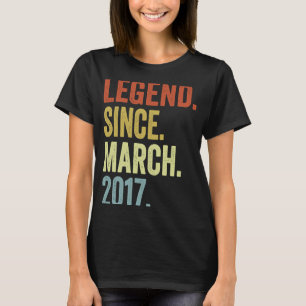 6 år gammal Boy Legend sedan mars 2017 6e Birthd T Shirt