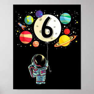 6 år gammal födelsedags pojke astronaut 6-årsdag poster