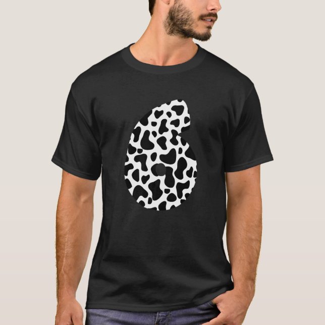 6 år gammal ko tema  ko 6-års födelsedagsfest t shirt (Framsida)