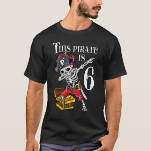 6 år gammal Pirat-födelsedag Dabbing Pirater Treas T Shirt