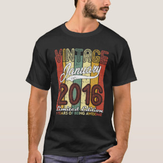 6 år gammal retro januari 2016 6e Birthday Decora T Shirt