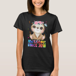 6 år gammal Sloth Fantastisk sedan 2016 6e T Shirt