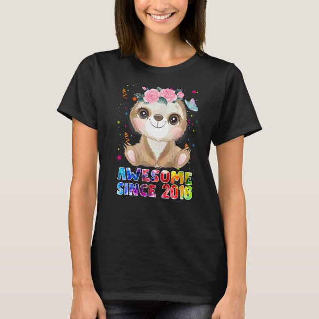 6 år gammal Sloth Fantastisk sedan 2016 6e T Shirt (Framsida)