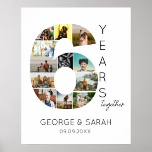 6 år tillsammans med Photo Collage Bröllop-årsdage Poster