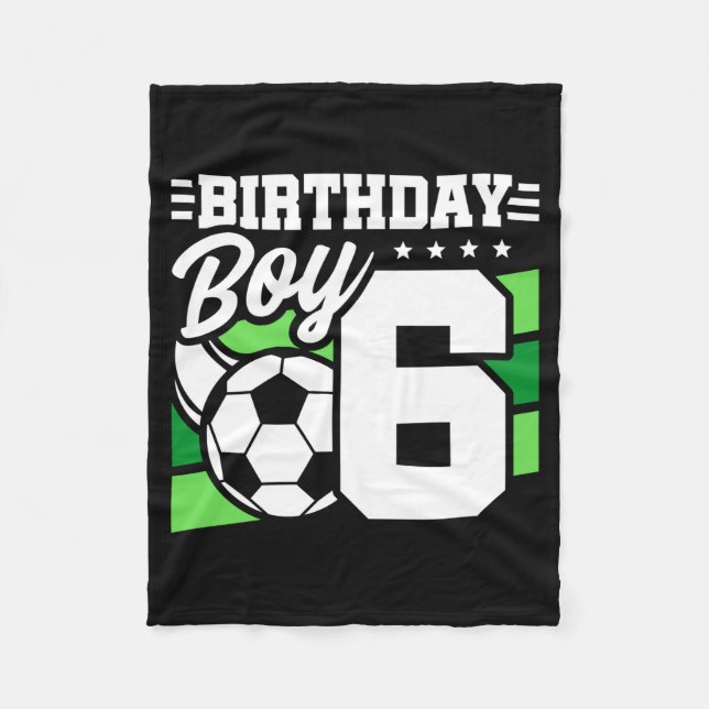 6 Årig Fotboll Fest 6-års Födelsedag Pojke  Fleecefilt (Framsidan)