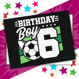6-årig fotbollsfest 6-årsdag pojke vykort
