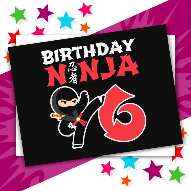 6 Årig Karate Ninja Fest För Barn 6-års Födelsedag Vykort (Skapare uppladdad)