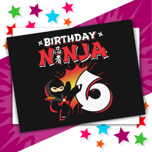6-årig serietidningsstil Ninja 6-årsdag Vykort