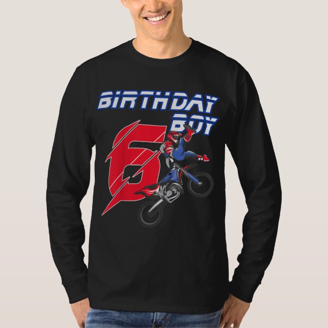 6-åriga Dirt Bike Birthday Motocross-6e-gåft T Shirt (Framsida)