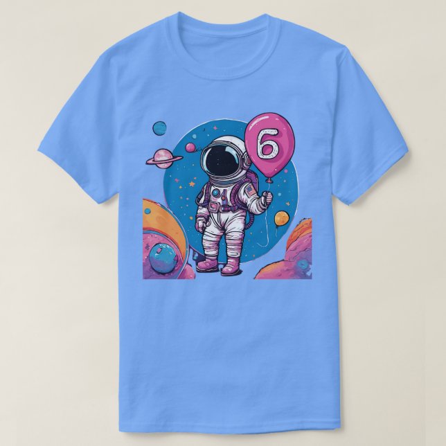 6-åriga pojkar på dagen som kärlek astronauter rym t shirt (Design framsida)