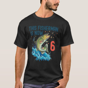 6 års ålder vid födelsedag 6e Bass Fish Kids Bda T Shirt