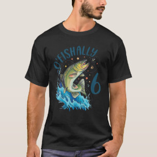 6 års ålder vid födelsedag 6e Bass Fish Kids Bda T Shirt