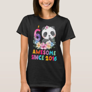 6 ÅRS Åldersdagspunkt för Unicorn Panda B-dagspenn T Shirt