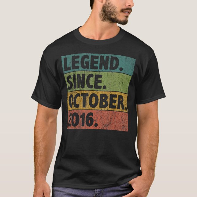 6 års ålderspension sedan oktober 2016 6e-födelsed t shirt (Framsida)