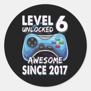 6 års Bday Son Gamer 6e 6 Runt Klistermärke