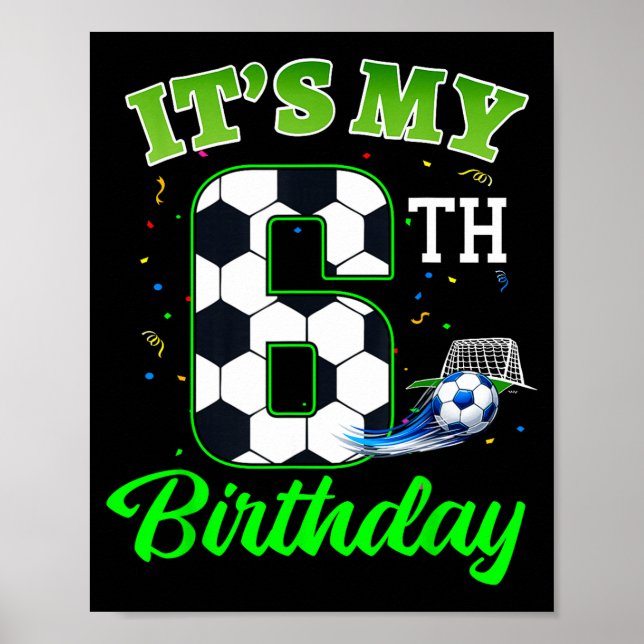 6-års födelsedag fotboll pojke flicka barn fotboll poster (Framsidan)