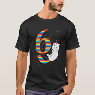 6-års födelsedag katt enhörning sjätte födelsedage t shirt