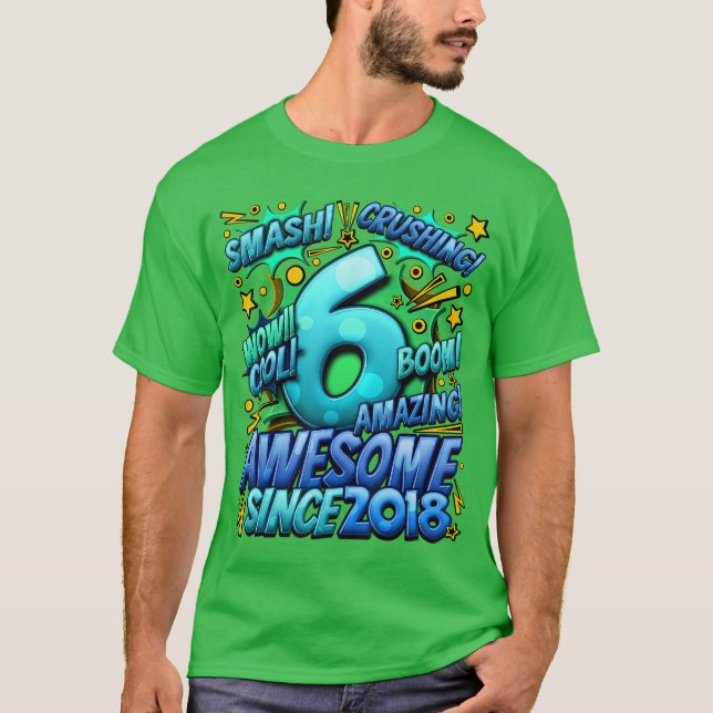 6-års födelsedag Serietidningsstil Fantastisk seda T Shirt (Framsida)