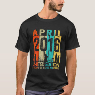 6 Års Födelsedag Vintage April 2016 Begränsad Ed T Shirt