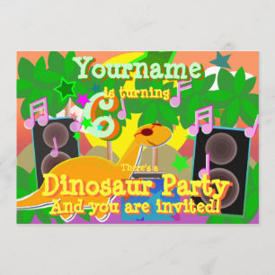 6-års födelsedags coola Dinosaurie DJ-fest inbjudn Inbjudningar