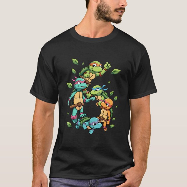 6-års födelsedags havssköldpadda tema fest 6 år t shirt (Framsida)
