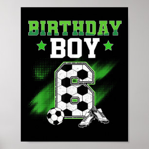 6-års födelsedags pojke fotboll 6 år gammal sport poster