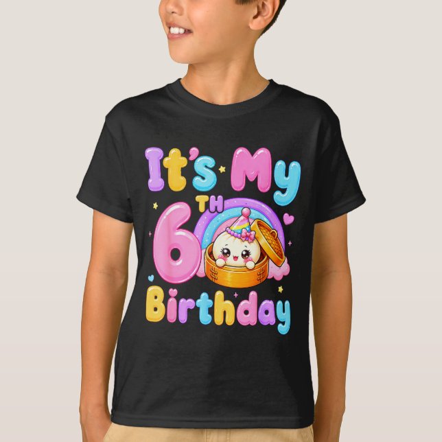 6-års födelsedagsflicka kawaii dumpling anime föde t shirt (Framsida)