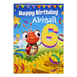 6 års födelsedagskort Little Ladybug range Anpassn Hälsningskort