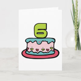 6-års födelsedagstårta kort