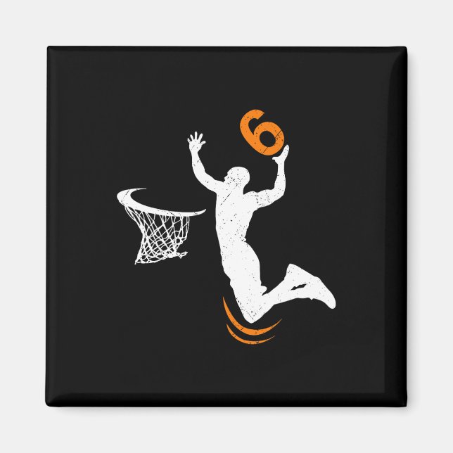 6 års gamla Födelsedagsfester i Basketball Dunk 6e Magnet (Framsidan)