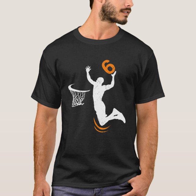 6 års gamla Födelsedagsfester i Basketball Dunk 6e T Shirt (Framsida)
