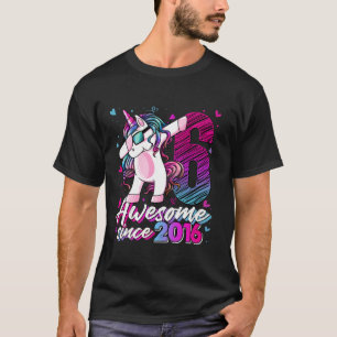 6 års Gamla Unicorn Dabbing 6e Birthday Girl Unic T Shirt