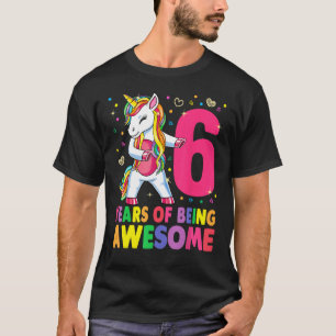 6 års Gamla Unicorn Flossing 6e Birthday Girl Uni T Shirt