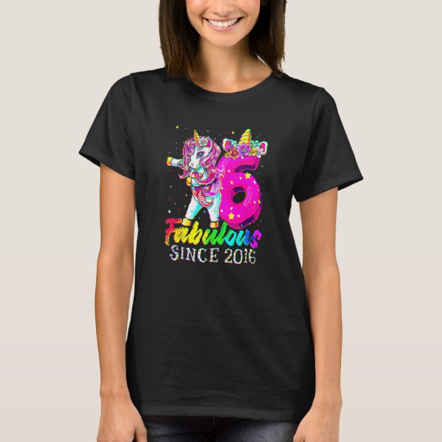 6 års Gamla Unicorn Flossing 6e Birthday Girl Uni T Shirt (Framsida)