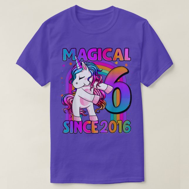 6 års Gamla Unicorn Flossing 6e Birthday Girl Uni T Shirt (Design framsida)