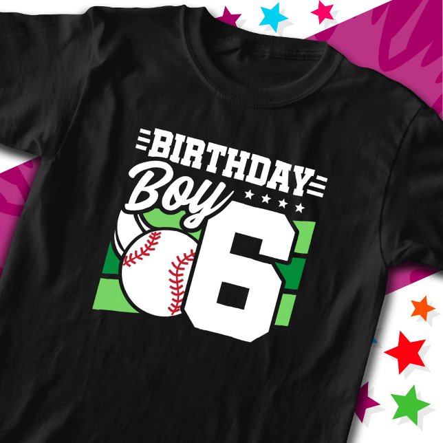 6 års gammal baskeboll Party Theme 6e Birthday Boy T Shirt (Skapare uppladdad)