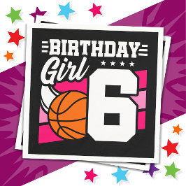 6 års gammal basketboll Party 6e Birthday Girl Pappersservett