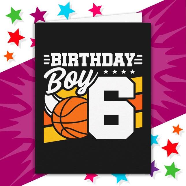 6 års gammal basketboll Party Theme 6e Birthday Bo Kort (Skapare uppladdad)