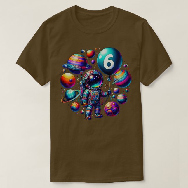 6 års gammal födelsedagsgåva Astronaut 6e Birth T Shirt (Design framsida)
