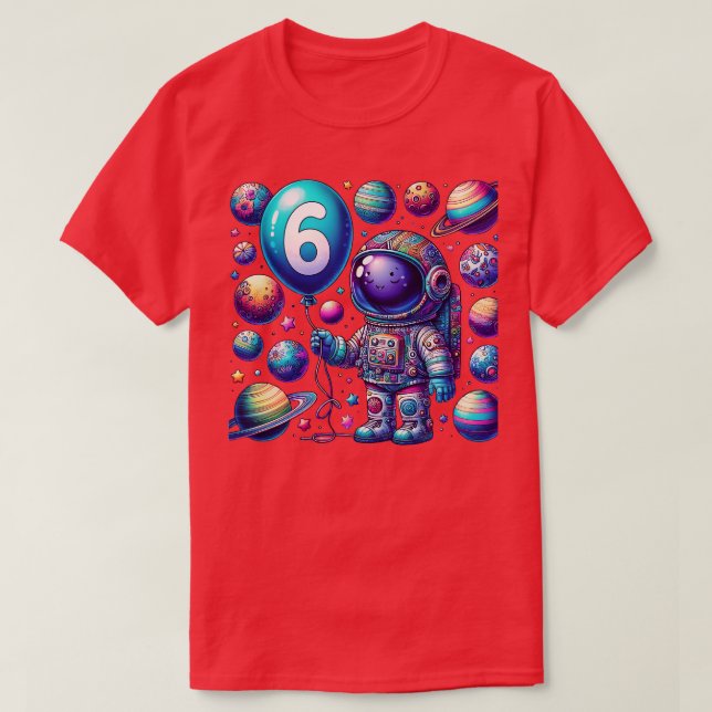 6 års gammal födelsedagsgåva Astronaut 6e Birth T Shirt (Design framsida)