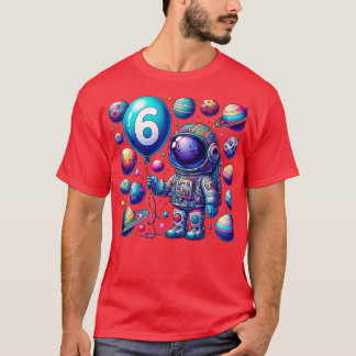 6 års gammal födelsedagsgåva Astronaut 6e Birth T Shirt