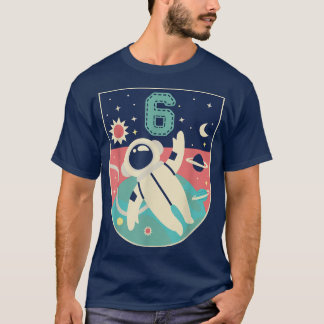 6 års gammal födelsedagspojke Astronaut 6e Bday Pa T Shirt