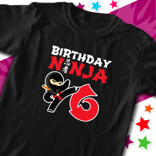 6 års gammal Karate Ninja Party Kids 6e-födelsedag T Shirt