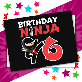 6 års gammal Karate Ninja Party Kids 6e-födelsedag Vykort