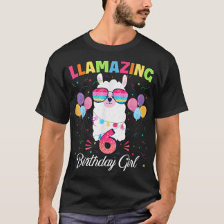 6 års gammal lamazing Birthday Girl 6e Cute Llama T Shirt