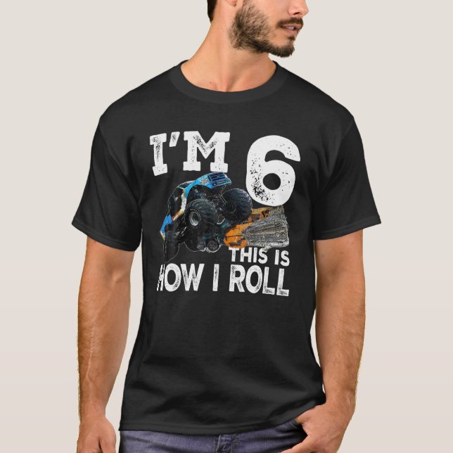 6 års gammal monster Lastbil Shirt 6e Birthday Gif T Shirt (Framsida)