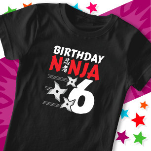 6 års gammal Ninja Party Stars Kids 6e födelsedag T Shirt