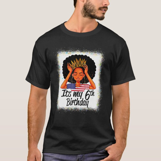 6 års gammal svart Melanin Women Girl Det är min 6 T Shirt (Framsida)