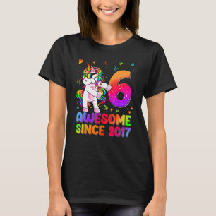 6 års gammal Unicorn Flossing 6e Birthday Girl Uni T Shirt