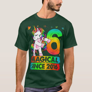 6 års gammal Unicorn Flossing 6e Birthday Girl Uni T Shirt